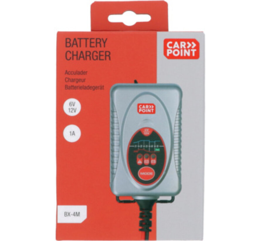 Carpoint BX-4M Automatische Acculader 1A – 6V/12V, 1,2–20Ah