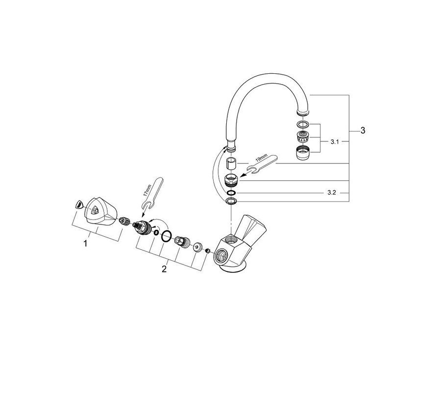 GROHE Costa L Tweeknops Keukenmengkraan – Chroom