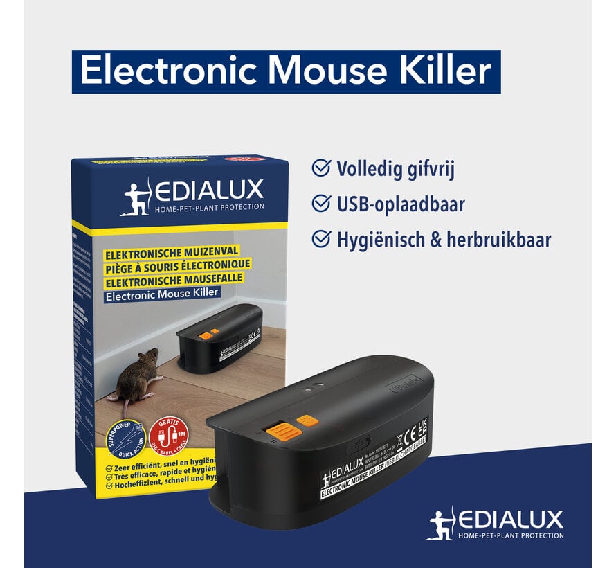 Edialux Electronic Mouse Killer USB Oplaadbaar – Elektronische Muizenval