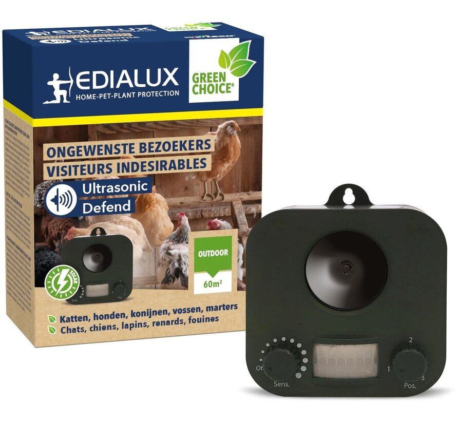 Edialux Ultrasonic Defend Solar – Ultrasone Dierenverjager 60 m²