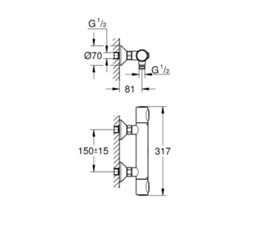 GROHE Precision Flow thermostatische douchekraan mat zwart 150 mm 348402430