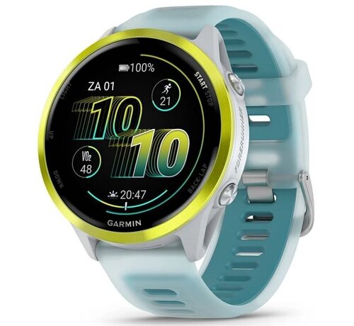 Garmin Forerunner 570 47mm Wit / Amp Yellow – GPS-sporthorloge met wit/turquoise band