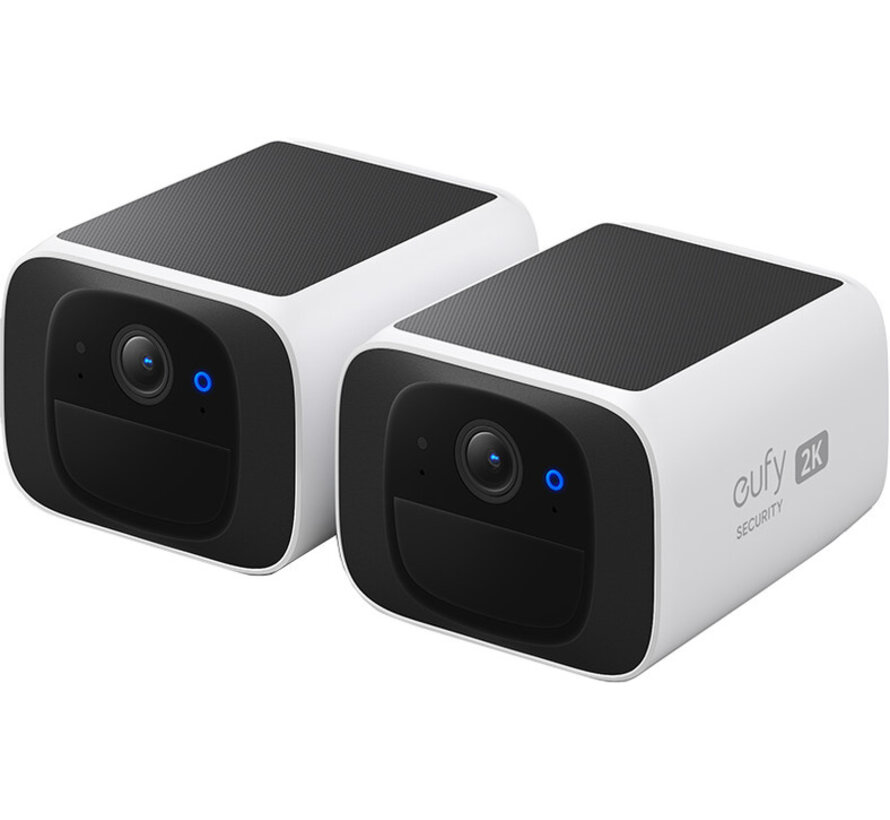 Eufy SoloCam S220 Solar 2-Pack Wit – twee draadloze 2K-buitencamera’s met zonnepaneel