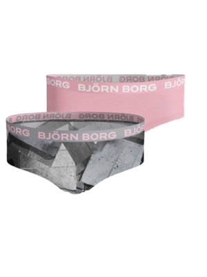 Bjorn Borg Meisjes Hipster 2-Pack – Roze & Grijs Print
