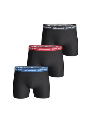 Bjorn Borg 3-Pack Boxers – Zwart met Gekleurde Tailleband