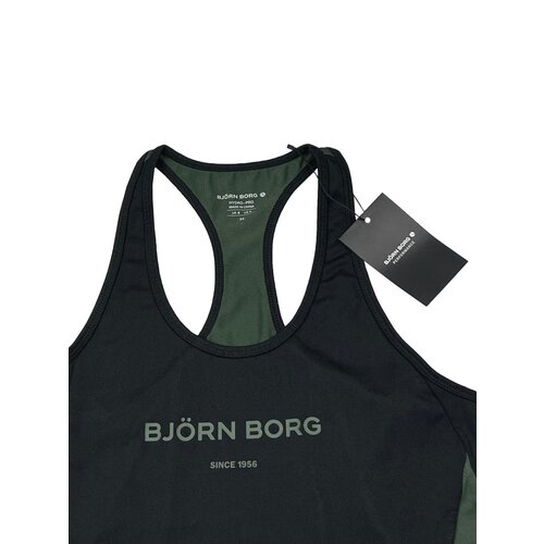 Bjorn Borg Björn Borg Olita Dames Tanktop – Sporttop Zwart/Groen – Ademend & Elastisch
