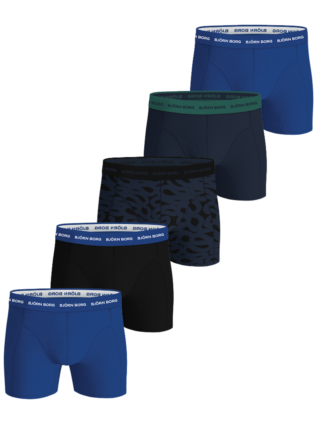 Bjorn Borg Björn Borg Cotton Stretch Boxer 5-pack – Black / Blue / Print Maat Xl Male