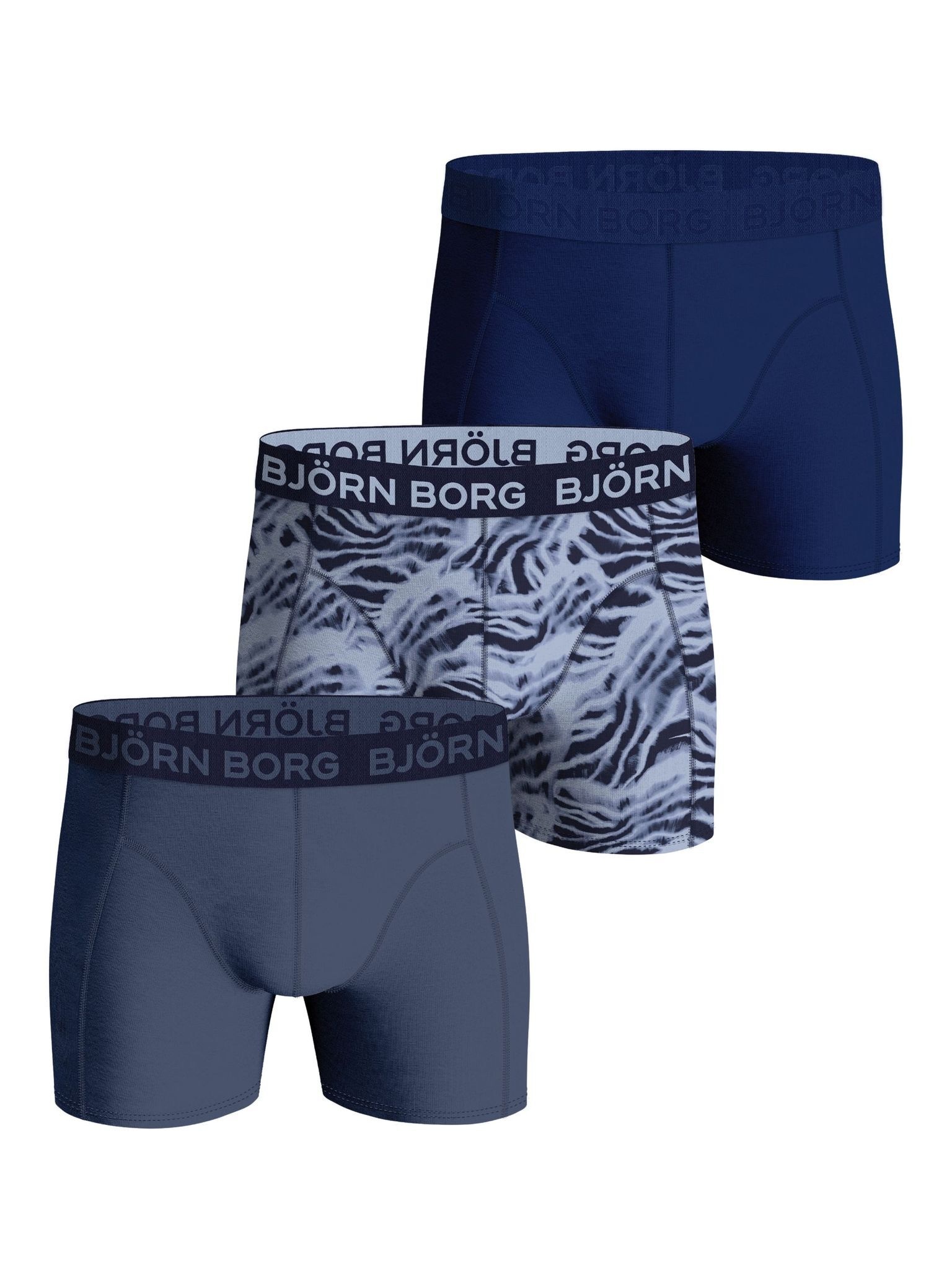 Bjorn Borg Björn Borg Cotton Stretch Boxershorts 3-pack – Navy, Blauwgrijs&Print Maat M Male