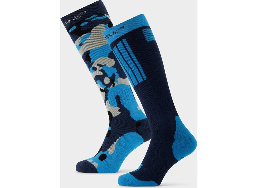 Ski Socks 2-pack Camo Navy