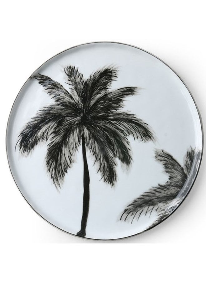 Bord bold & basic ceramics porcelain palms 22x22cm Black white