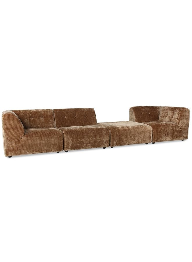 Bank vint couch: element left, corduroy velvet, aged gold
