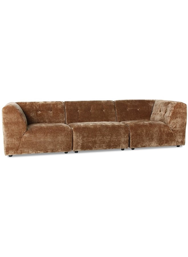 Bank vint couch: element right, corduroy velvet, aged gold