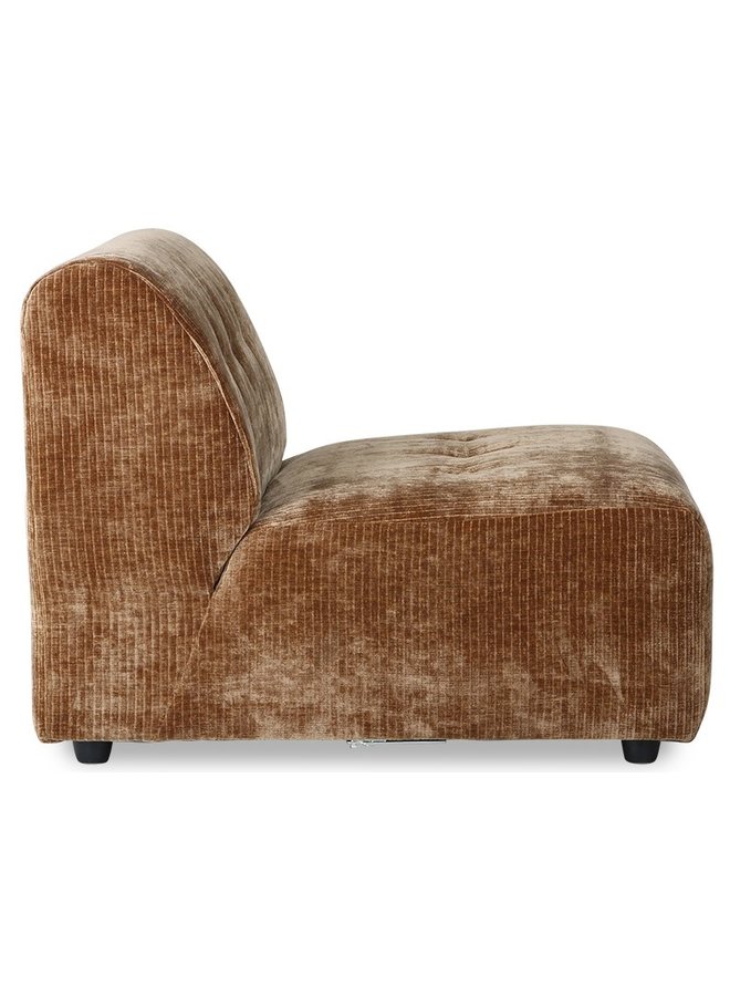 Bank vint couch: element middle, corduroy velvet, aged gold