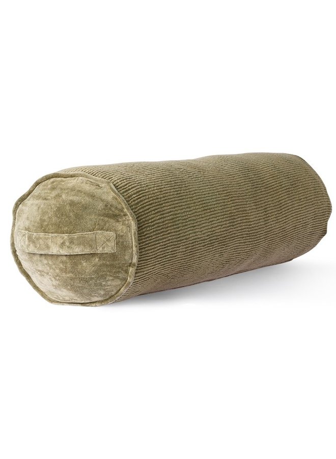 Kussen corduroy bolster cushion army green (20x70)