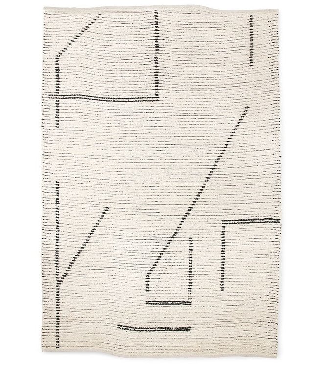 HKliving Vloerkleed hand woven cotton rug cream/charcoal (200x300)