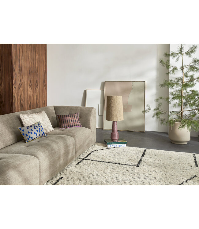 HKLIVING Vloerkleed hand woven cotton rug cream/charcoal (200x300)