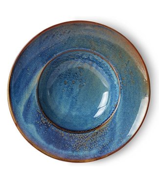 HKliving Bord Chef ceramics: pasta plate rustic blue