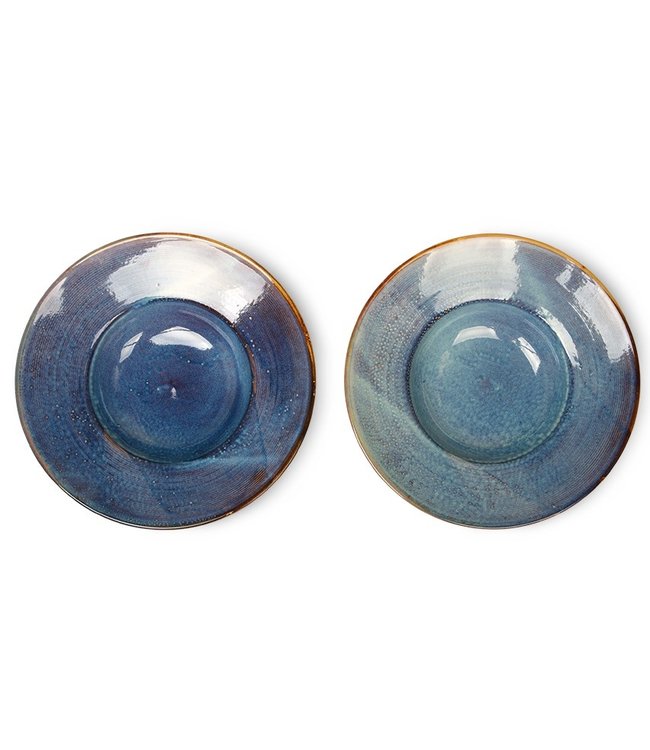 HKLIVING Bord Chef ceramics: pasta plate rustic blue