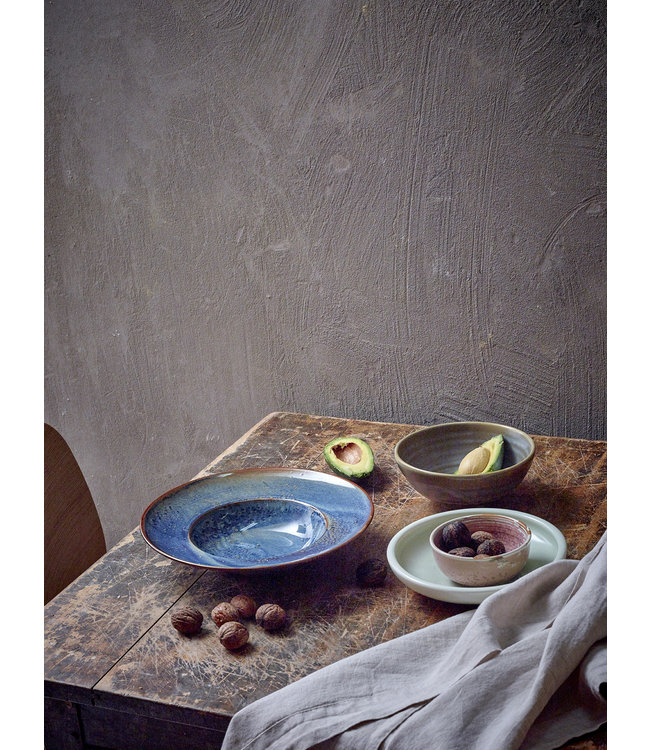 HKLIVING Bord Chef ceramics: pasta plate rustic blue