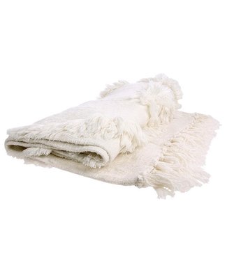 HKliving Woondeken fringe throw white (125x150)