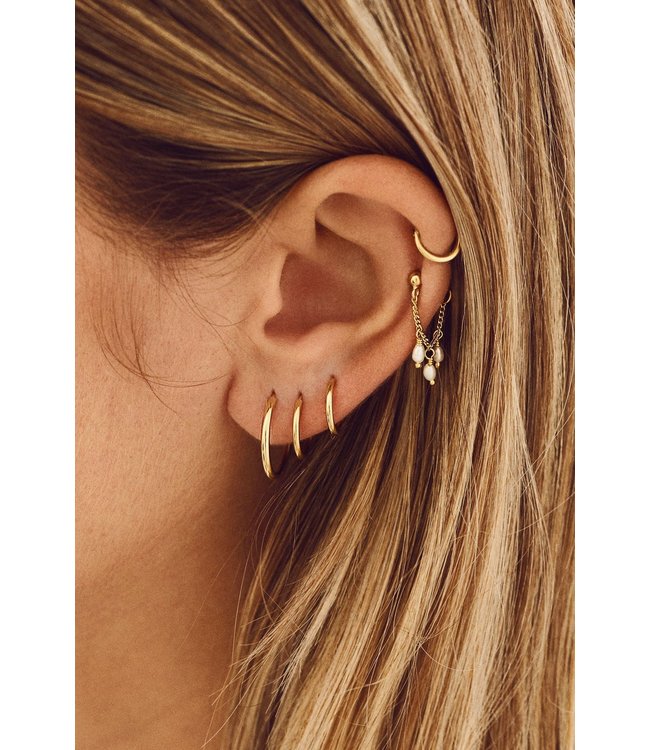 Anna+Nina Oorbel Single plain ring earring S goldplated goud essential