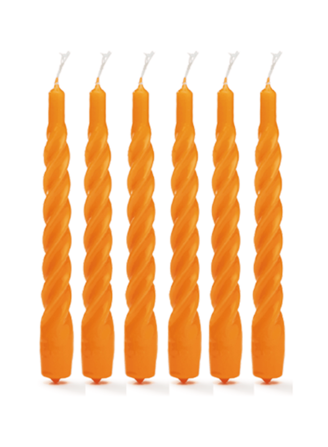 Kaars Twisted candle orange set of 6