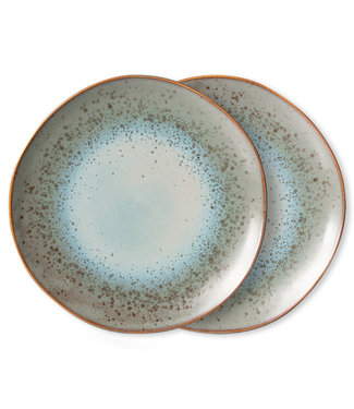 HKLIVING Borden 70s ceramics: dinner plate mineral (set of 2)