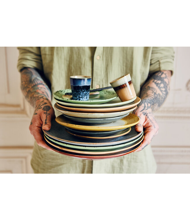 HKLIVING Borden 70s ceramics: dinner plate mineral (set of 2)