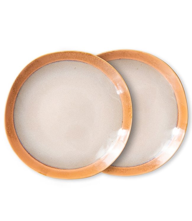 HKliving Bord ceramic 70's side plate earth (set of 2)