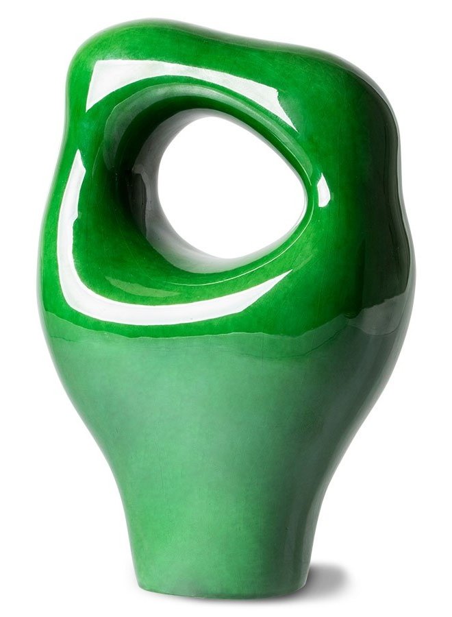 Object ceramic sculpture glossy green