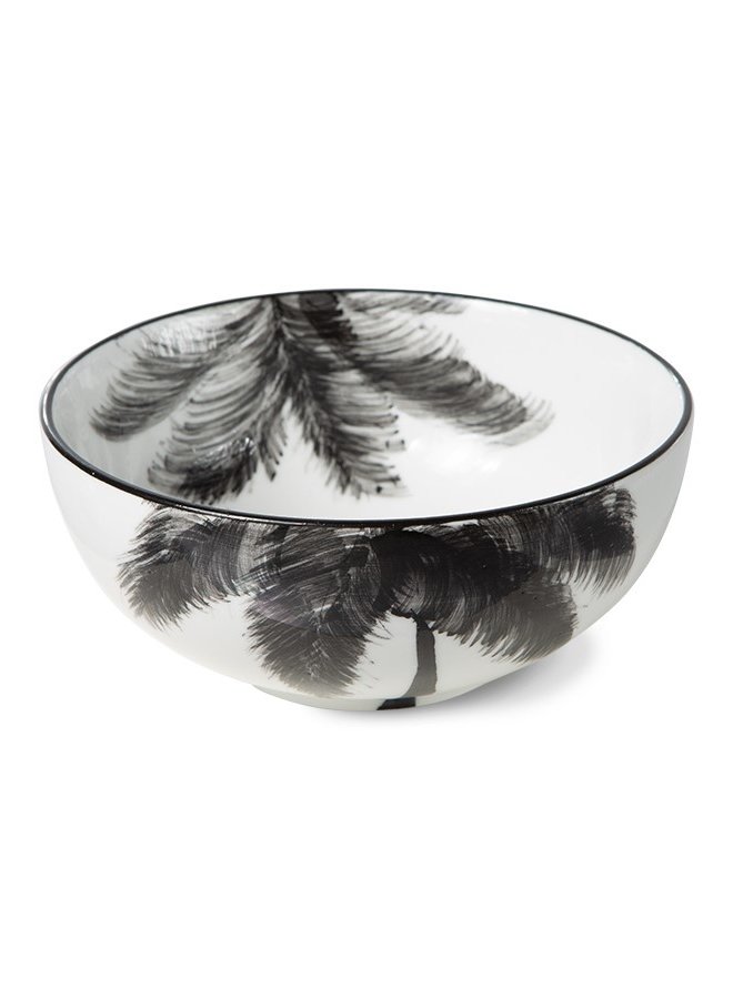 Kom bold&basic ceramics porcelain bowl palms black