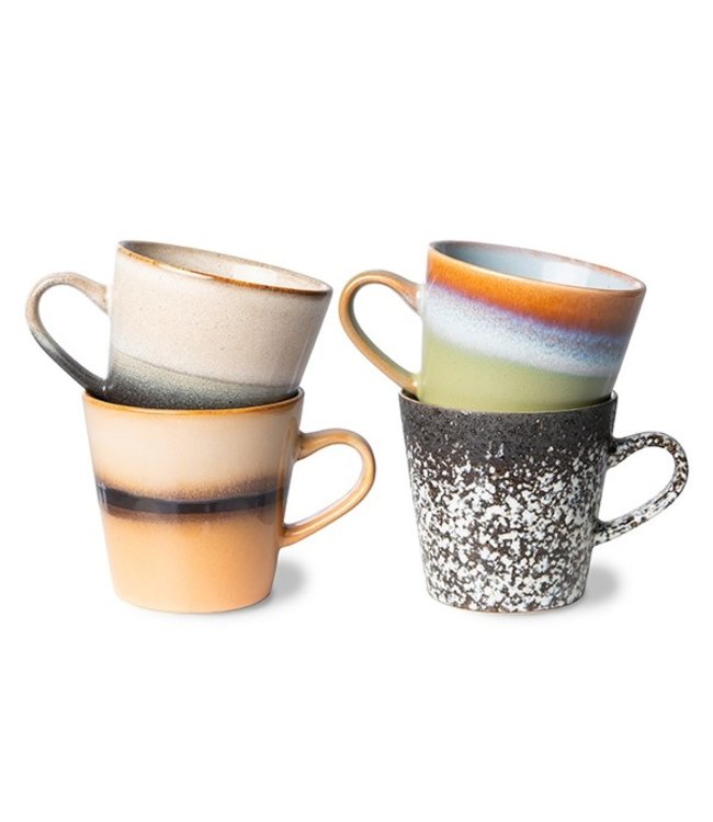 HKliving Mok ceramic 70's americano mugs (set of 4)