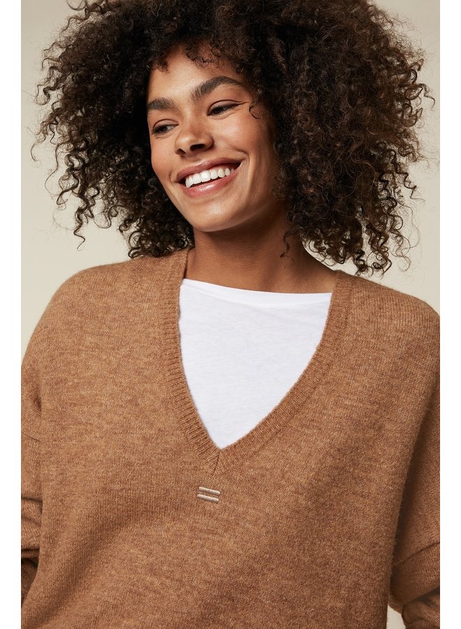 Trui v-neck sweater camel