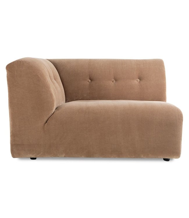HKliving Bank vint couch: element left 1,5-seat corduroy rib, brown