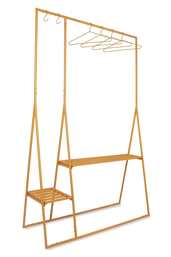 Kledingrek clothing rack with hanger/hook set, ginger orange -