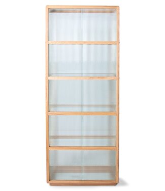 HKLIVING Kast display cabinet wood with ribbed glass, natural
