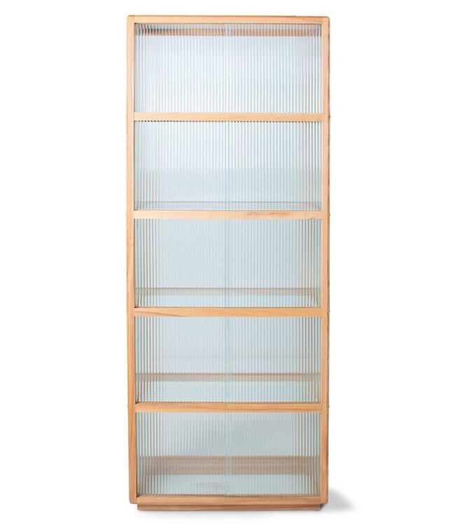 HKliving Kast display cabinet wood with ribbed glass, natural