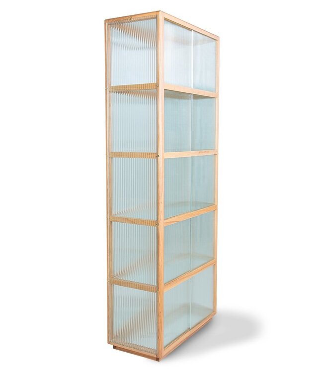 HKLIVING Kast display cabinet wood with ribbed glass, natural