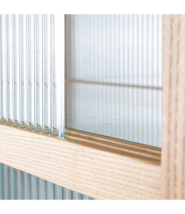 HKLIVING Kast display cabinet wood with ribbed glass, natural