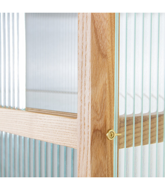 HKLIVING Kast display cabinet wood with ribbed glass, natural