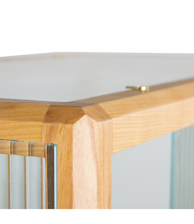 HKLIVING Kast display cabinet wood with ribbed glass, natural