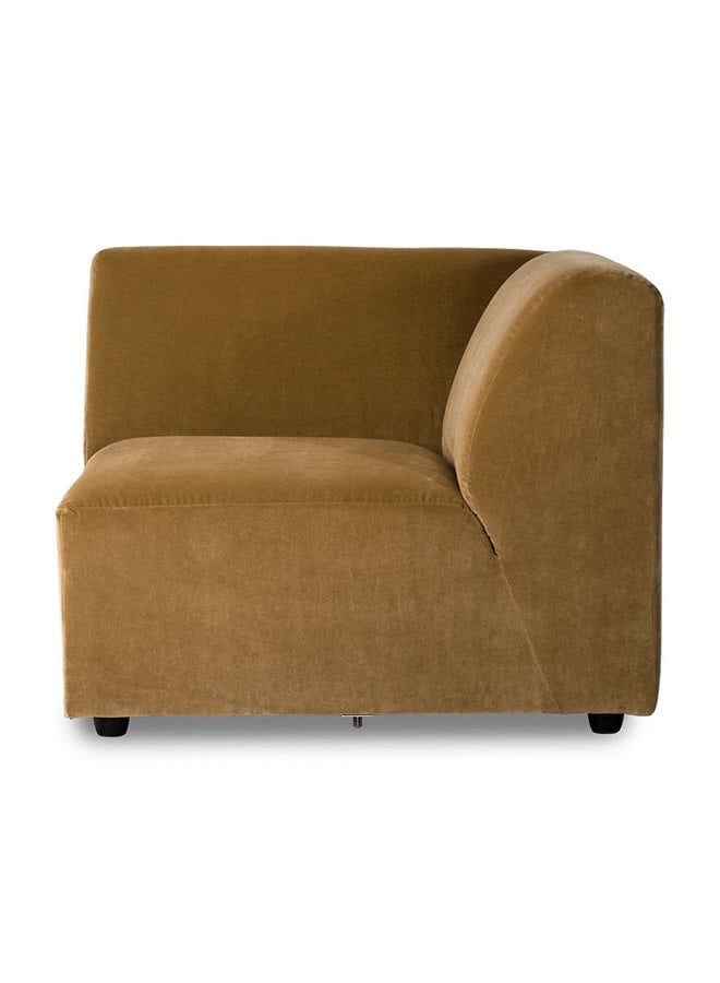 Bank jax couch: element right end, velvet, mustard