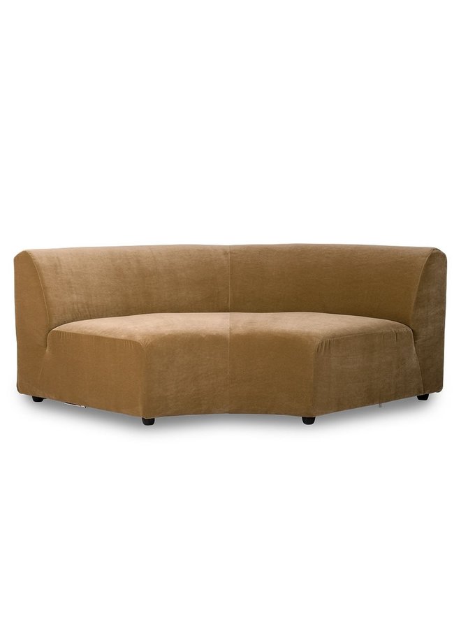 Bank jax couch: element round, velvet, mustard