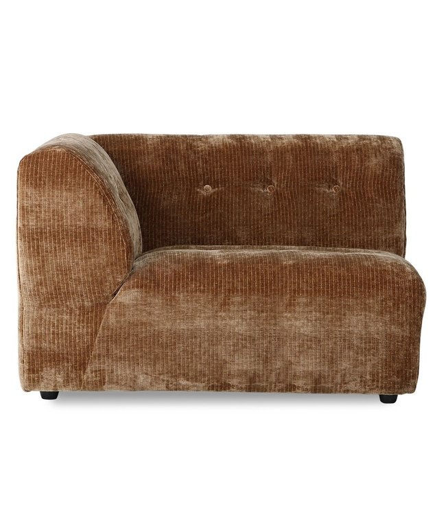 HKliving Bank vint couch: element left 1,5-seat corduroy velvet, aged gold