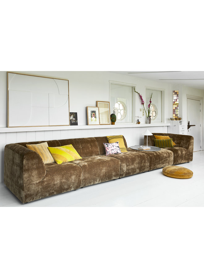 Bank vint couch: element left 1,5-seat corduroy velvet, aged gold