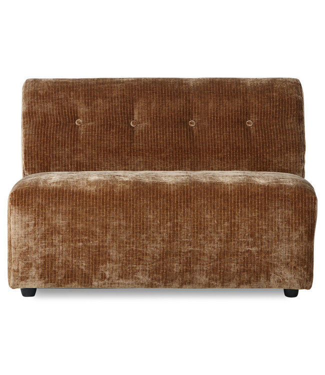 HKliving Bank vint couch: element middle 1,5-seat corduroy velvet, aged gold
