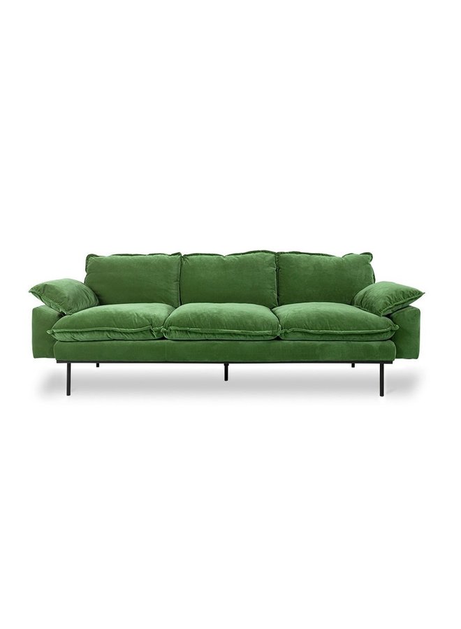 Bank retro sofa 3-seats royal velvet, green