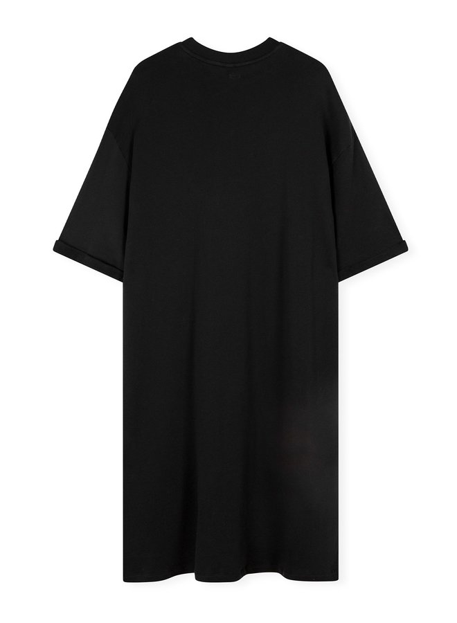 Jurk t-shirt dress fleece black