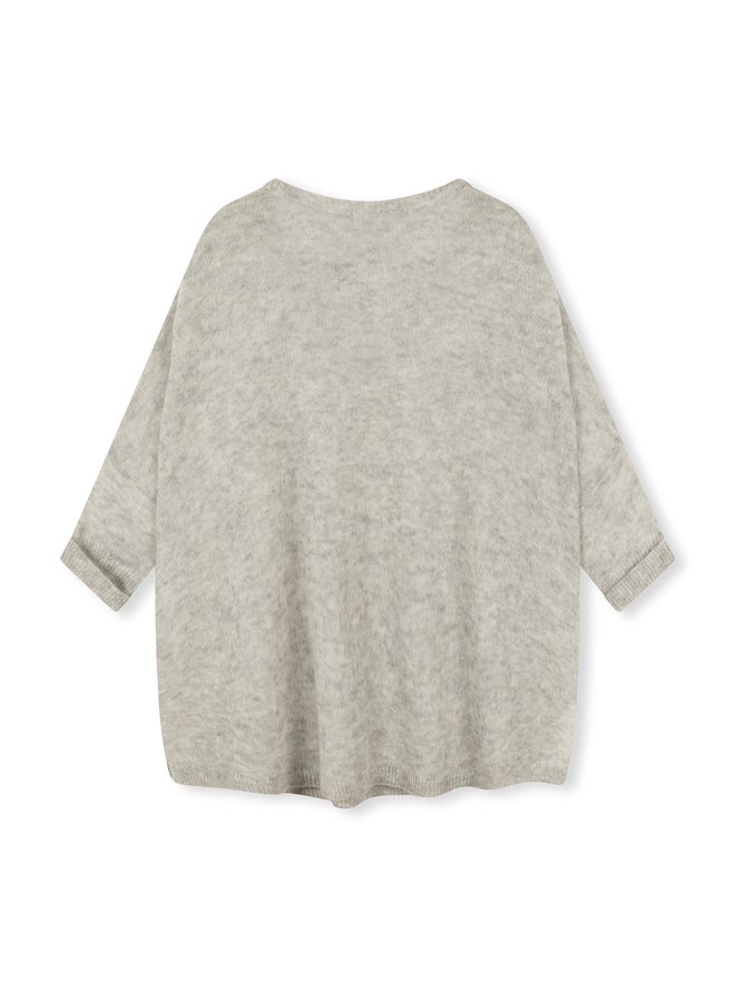 Trui thin v-neck sweater light grey melee