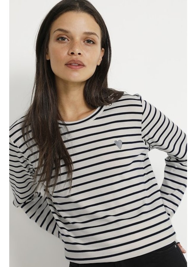 T-shirt chalk, dark blue stripes 